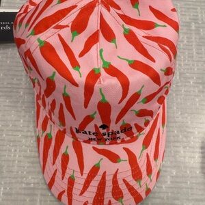 Kate Spade Pink Cap with Red Chili Peppers NWT